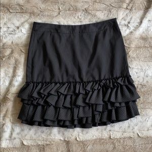 DKNYC Striped Ruffle Skirt